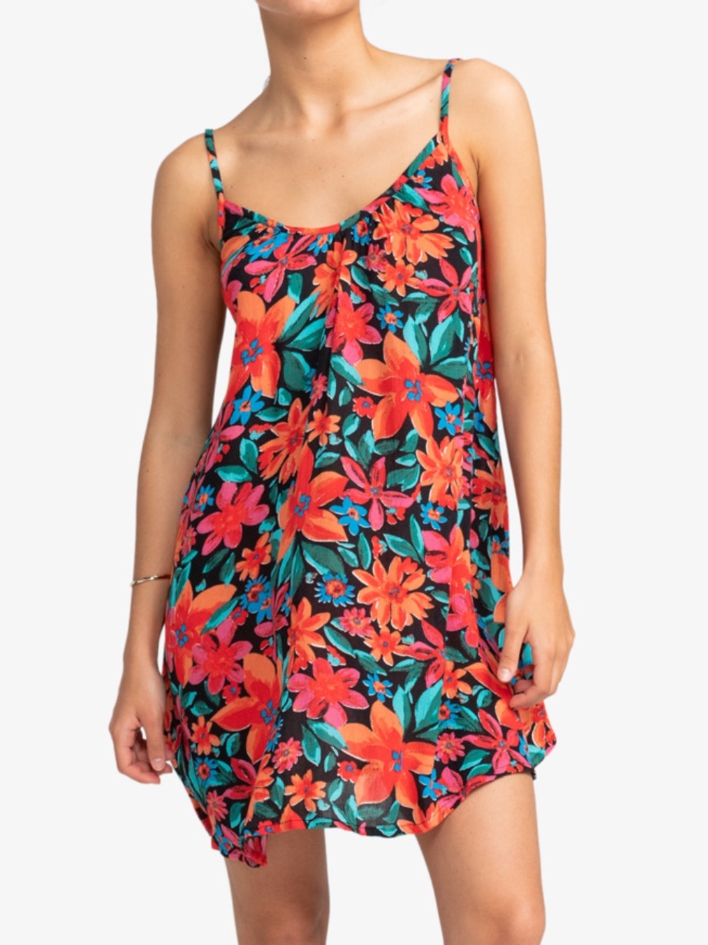 Roxy Women XL Tropical Floral Beach Strappy Spring Adventure Coverup Dress NWT